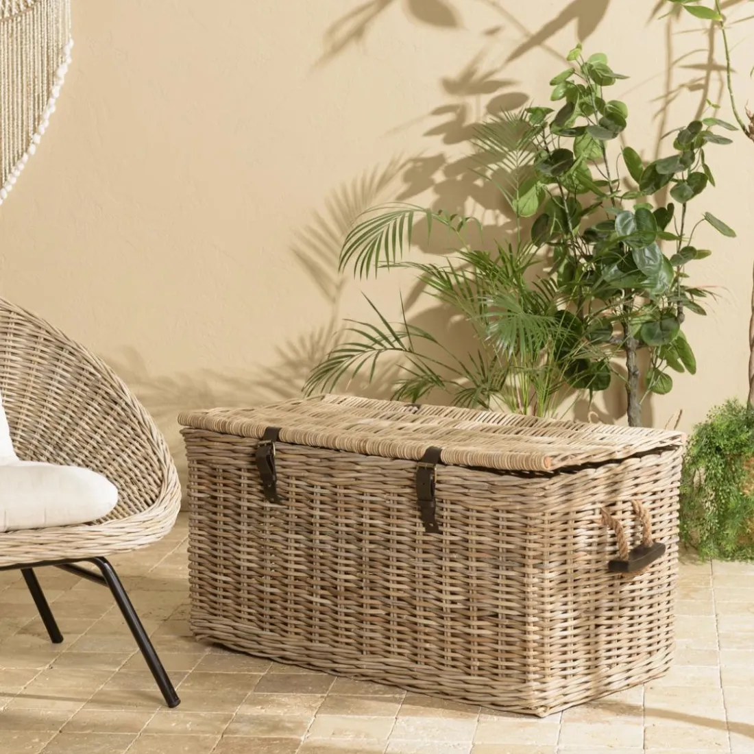 Coffre de rangement en kubu naturel KALLY