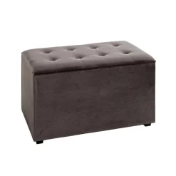 Coffre de rangement en MDF et en velours anthracite