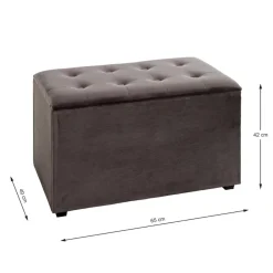 Coffre de rangement en MDF et en velours anthracite