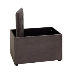 Coffre de rangement en MDF et en velours anthracite