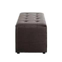 Coffre de rangement en MDF et en velours anthracite