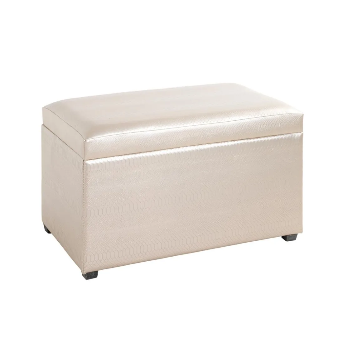 coffre de rangement simili cuir doré