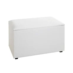Coffre de rangement simili cuir blanc