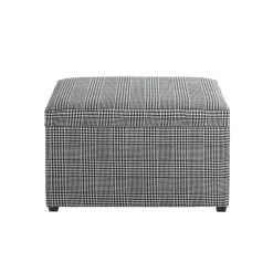 Coffre de rangement tissu à carreaux noir et blanc