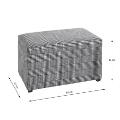 Coffre de rangement tissu à carreaux noir et blanc