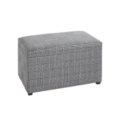 Coffre de rangement tissu à carreaux noir et blanc