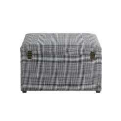Coffre de rangement tissu à carreaux noir et blanc