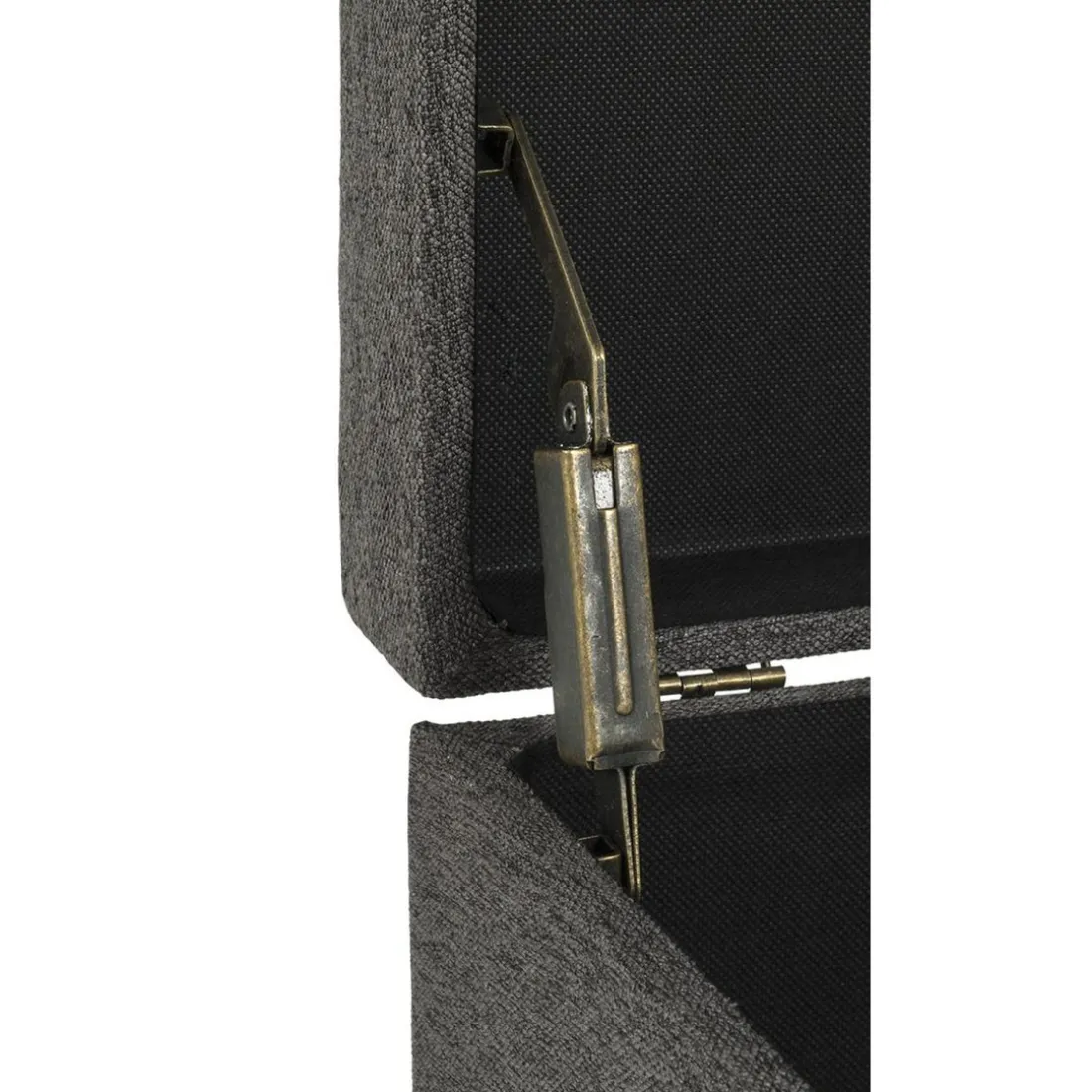 Coffre de rangement tissu anthracite assise rembourrée et rabattable