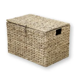 Coffre en Jacinthe d'Eau avec Couvercle Beige