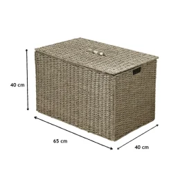 Coffre Pliable en Jonc de mer avec couvercle Beige