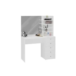 Coiffeuse avec miroir et 5 tiroirs MARL 1 blanc
