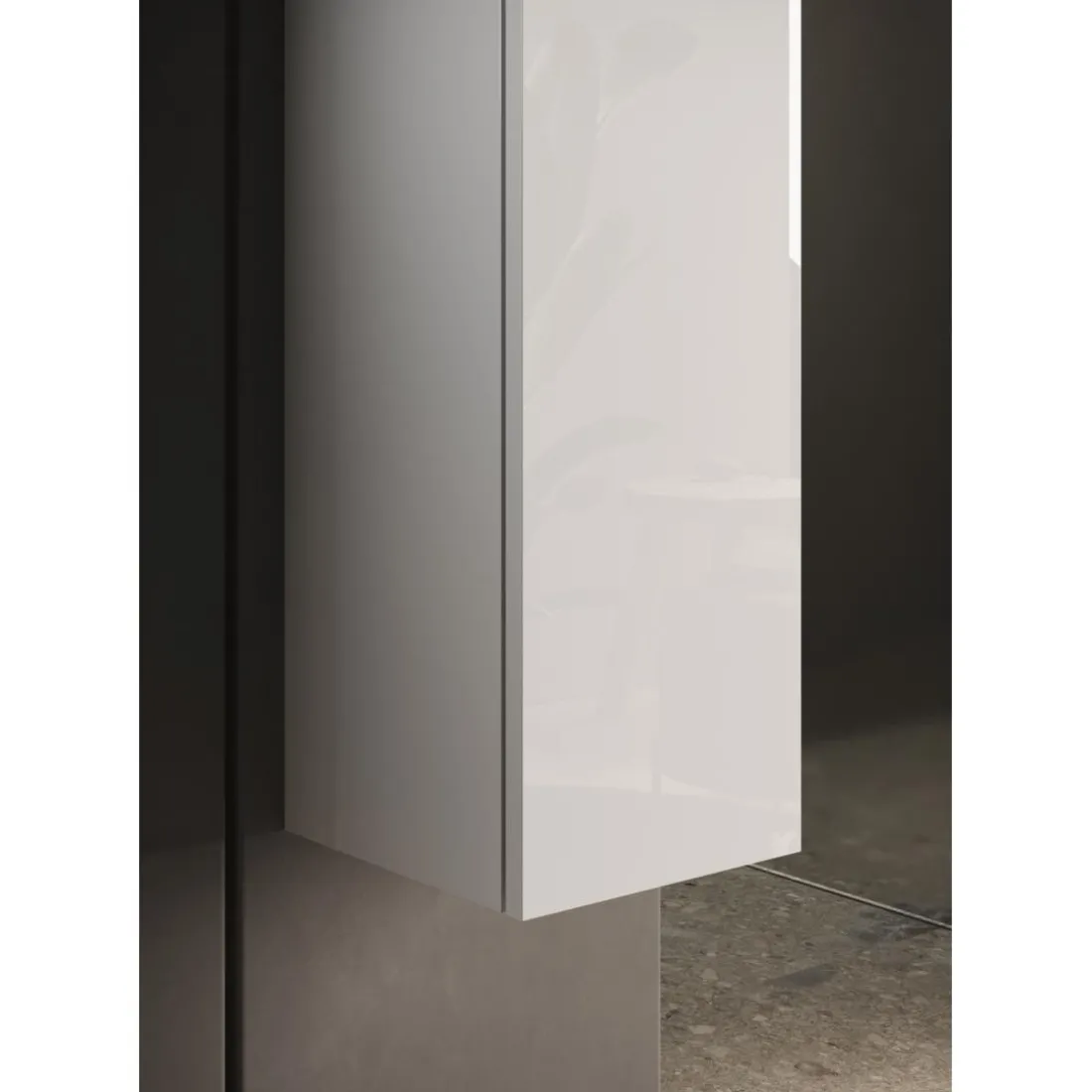 Colonne de rangement salle de bain 1 Porte Miroir L40xH195 cm