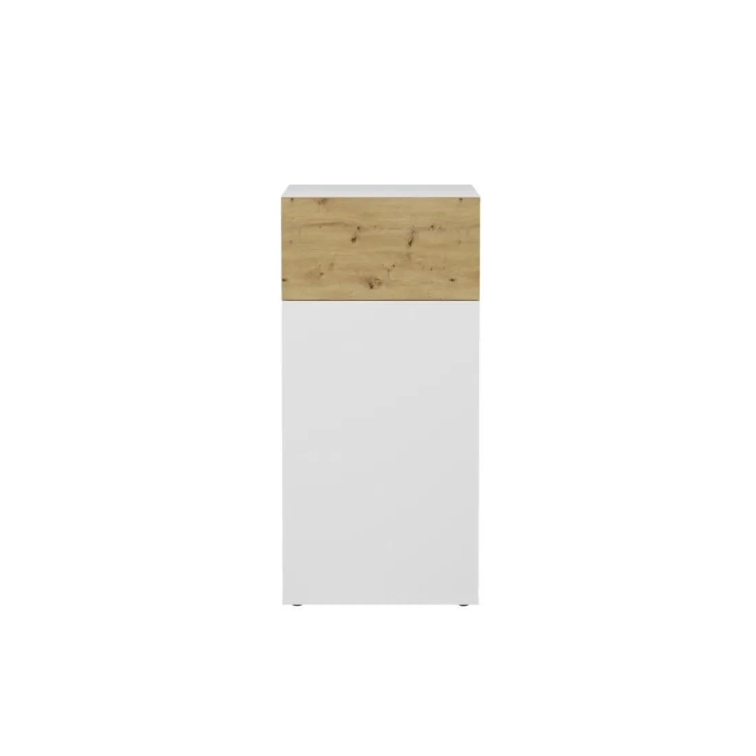 Commode 1 porte 1 tiroir BELM 2 blanc et naturel