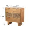 Commode Chambre Scandinave Bois 3 Tiroirs Rangement Marron