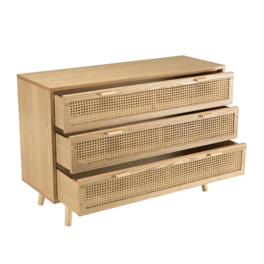 Commode couleur naturel 3 tiroirs cannage RODRIGO