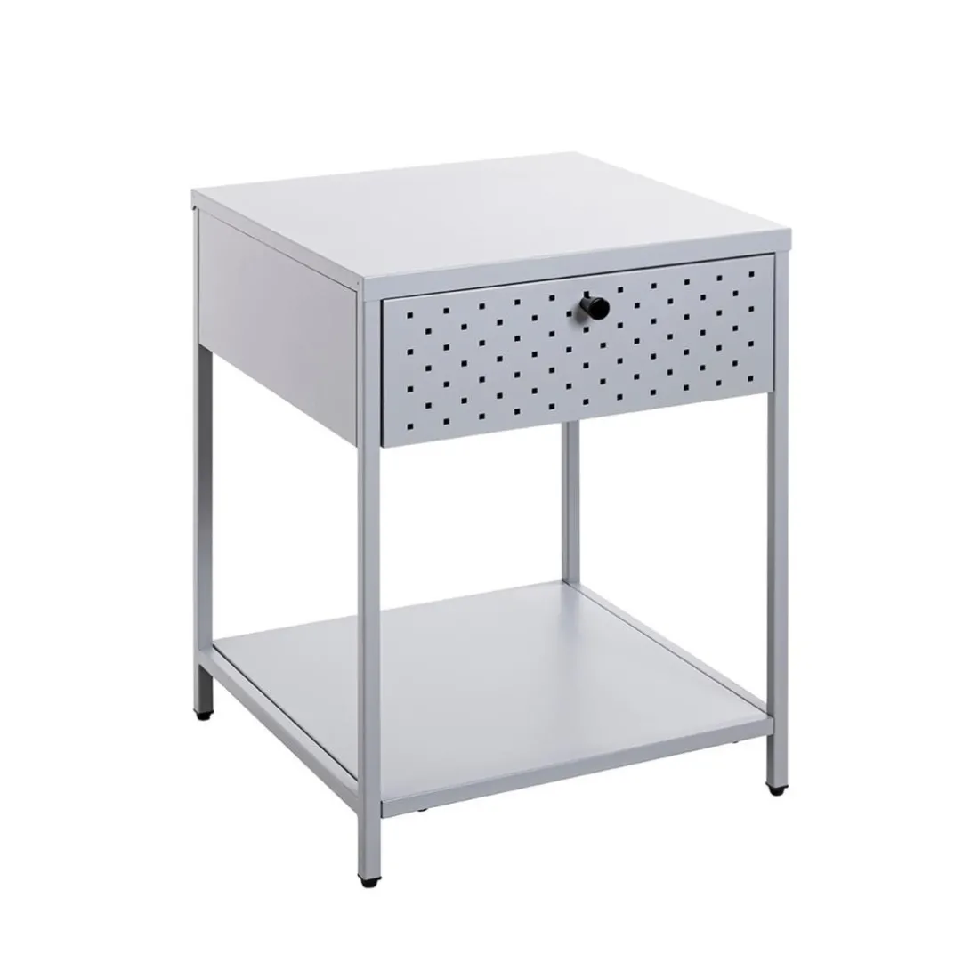 Console 1 tiroir et 1 etagère en métal gris