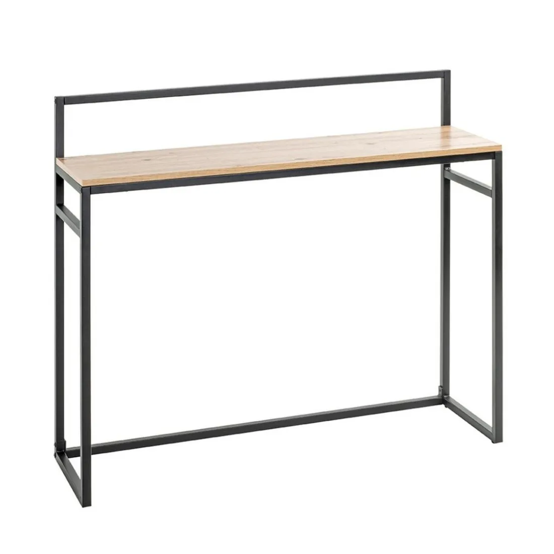 Console en métal et bois plateau décor chène
