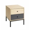 Console en tube d'acier peint en noir par poudrage corps en MDF décor chêne naturel