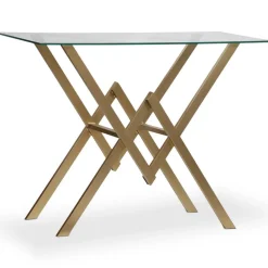 Console MURVIEL En Verre Et Pieds Or