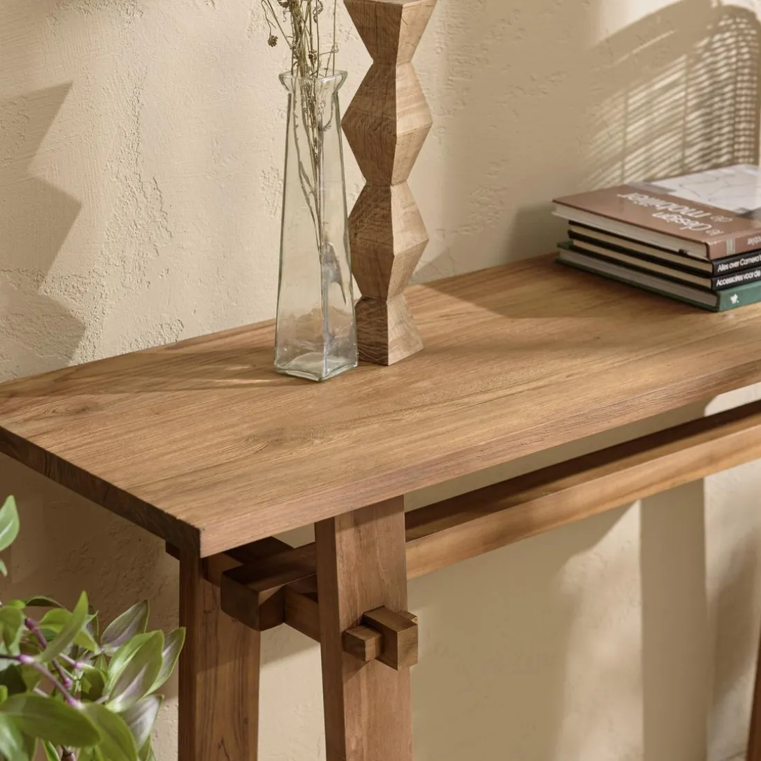 Console 140x40cm en bois de teck recyclé
