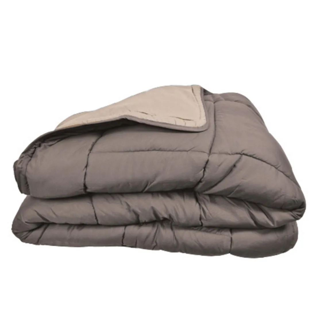 Couette chaude bicolore COCOON taupe/lin