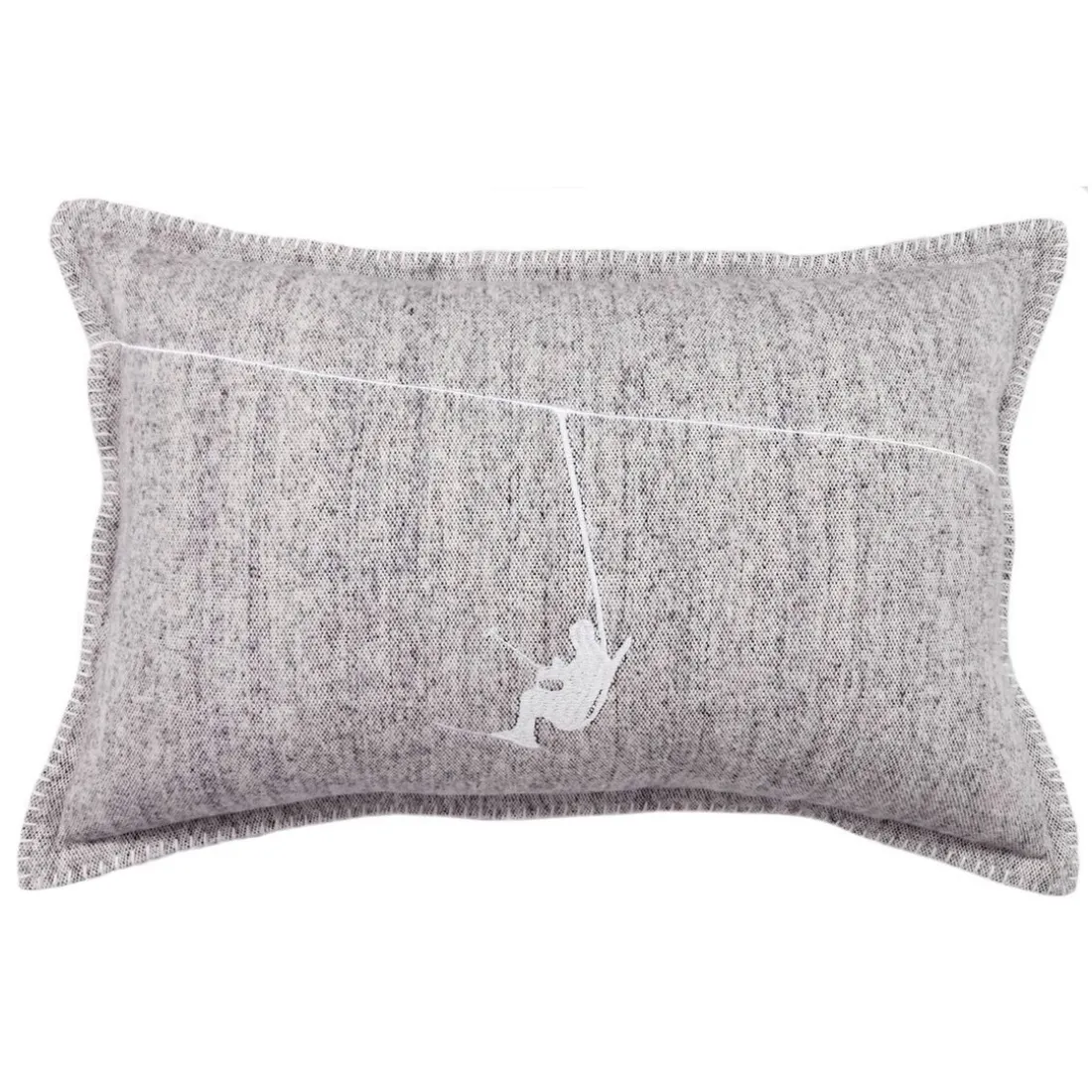 Coussin en coton 275g/m² HORS PISTE 40 x 60 gris clair Skieur