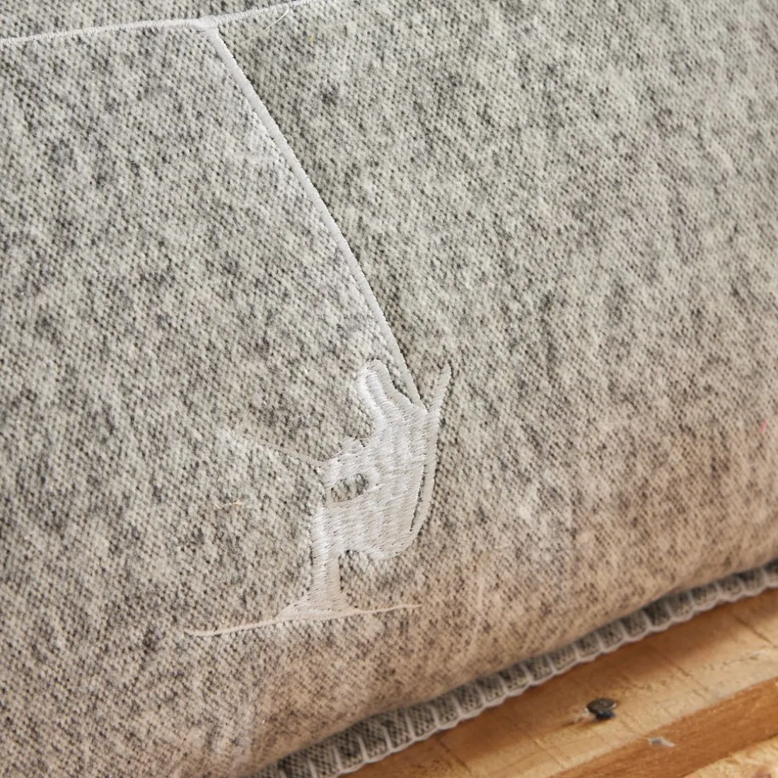 Coussin en coton 275g/m² HORS PISTE 40 x 60 gris clair Skieur