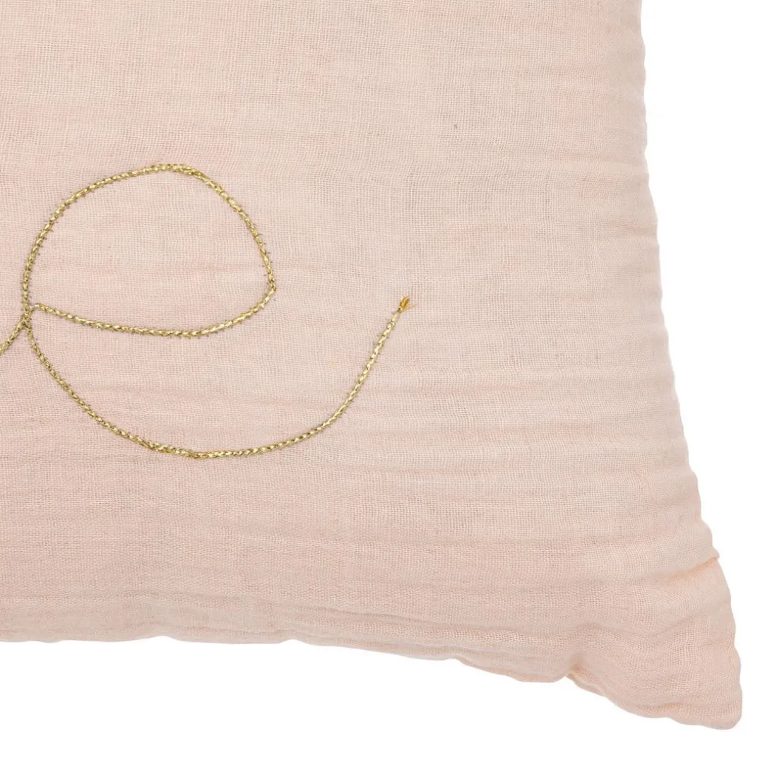 Coussin rectangulaire en gaze de coton rose