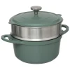 Cuiseur vapeur fonte d'aluminium vert
