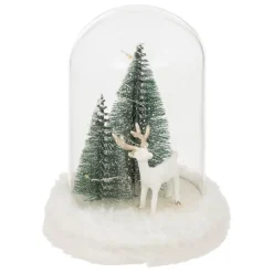 Décoration cloche en verre avec renne LED blanc chaud à piles