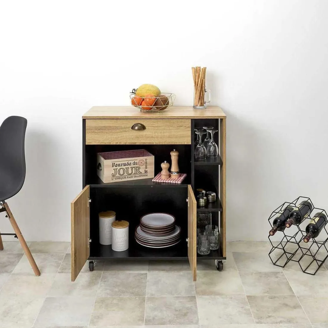 Desserte Cuisine Chef en Bois