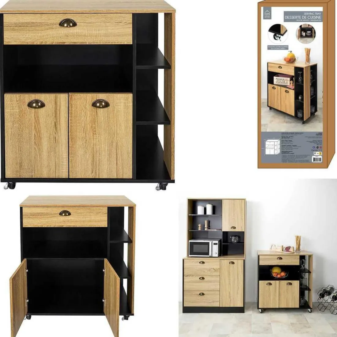 Desserte Cuisine Chef en Bois