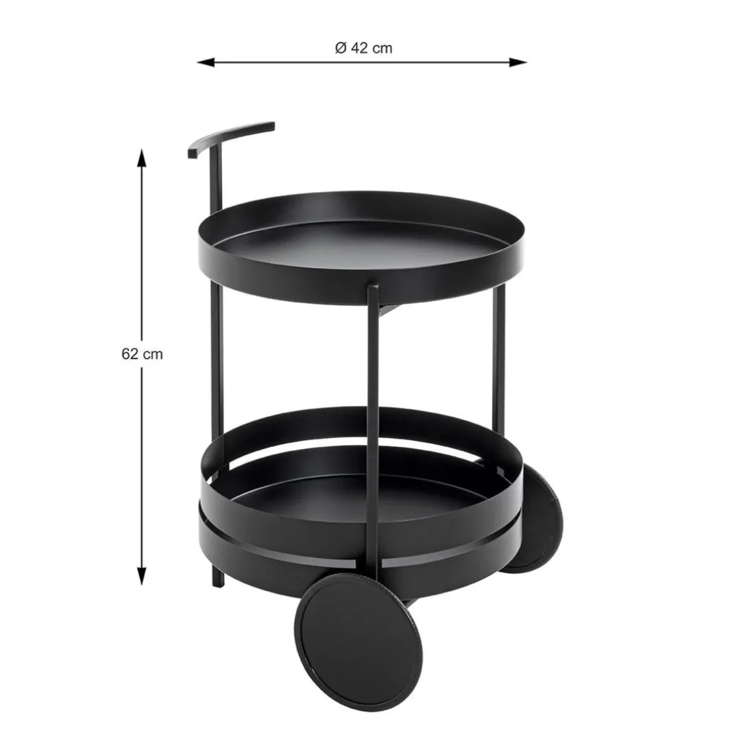 Desserte ronde double plateau noir mat