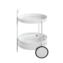 Desserte ronde double plateau blanc