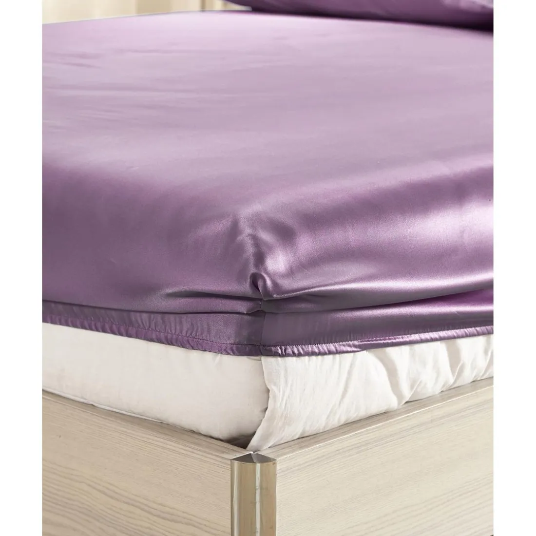 Drap Housse en Soie Sans Couture violet