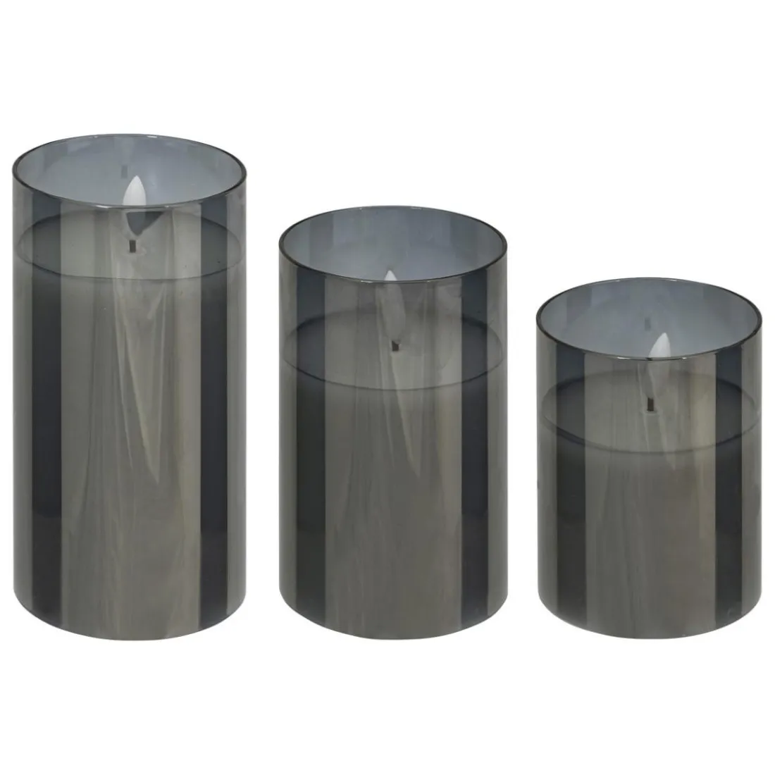 Ensemble 3 bougies LED en verre SENA noir