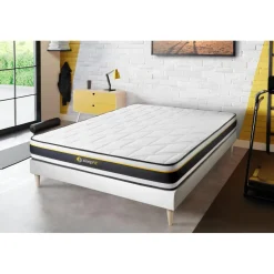 Ensemble matelas SOFT sommier kit blanc
