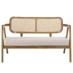 Ensemble canapé 2 places 2 fauteuils et 1 table basse FLORES en teck WILL Marron