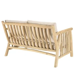 Ensemble canapé 2 places 2 fauteuils et une 1 table basse BORNEO en teck WILL Blanc