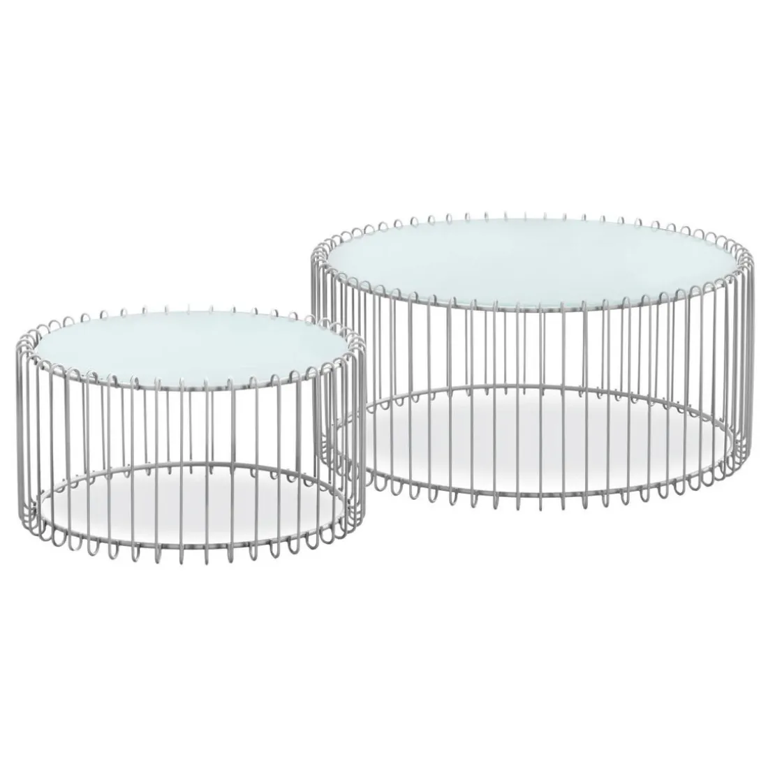 Ensemble de 2 tables basses Universe Verre Blanc et Métal Gris