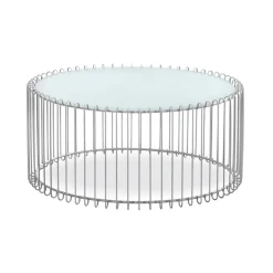 Ensemble de 2 tables basses Universe Verre Blanc et Métal Gris