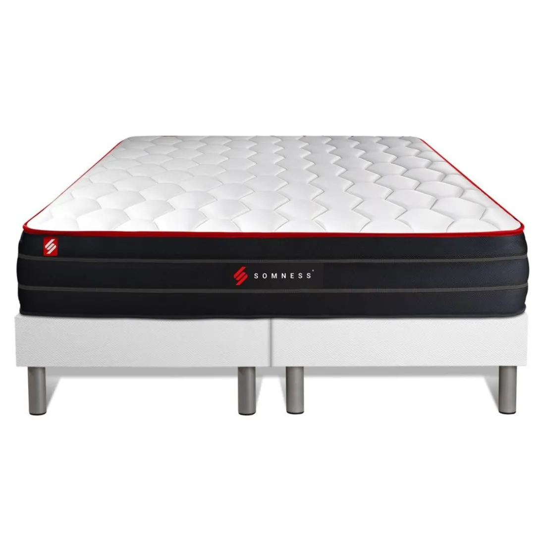 Ensemble double sommier matelas BOOST ressorts ensaches et memoire de forme