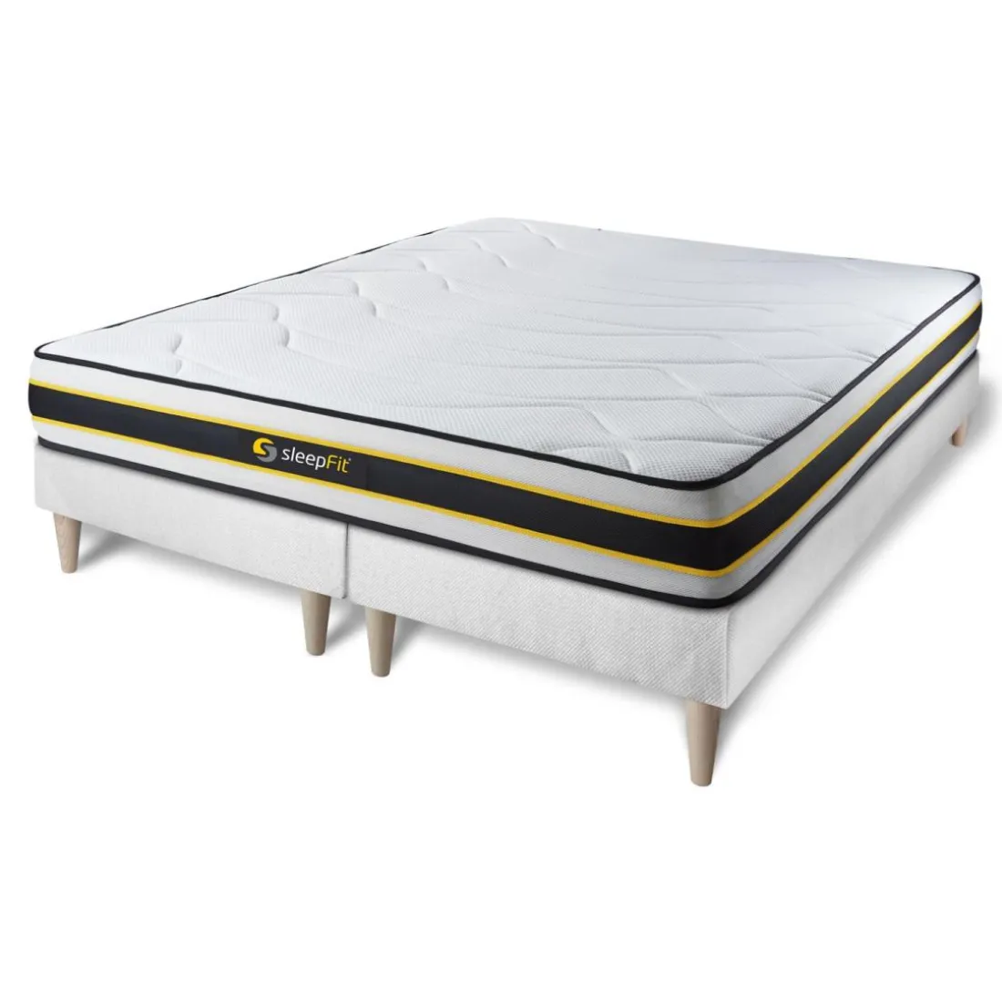 Ensemble double sommier matelas FLEXY ressorts ensaches et memoire de forme