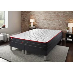 Ensemble double sommier matelas ressorts ensaches et memoire de forme