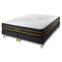 Ensemble double sommier matelas micro ressorts ensaches et memoire de forme