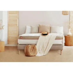 Ensemble LE COSY Memoire de forme 7 zones de confort double sommiers Beige