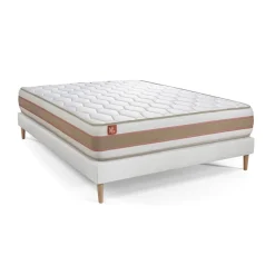 Ensemble LE DÉLICAT Ressorts ensaches Memoire de forme 5 zones de confort et sommier kit Blanc
