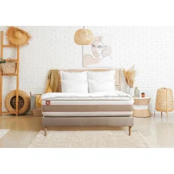 Ensemble LE DÉLICAT Ressorts ensaches Memoire de forme 5 zones de confort ,sommier kit Beige