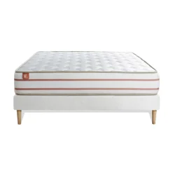 Ensemble LE DOUX Memoire de forme 3 zones de confort sommier Blanc