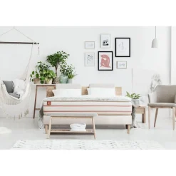Ensemble LE DOUX Memoire de forme 3 zones de confort et sommier kit Blanc
